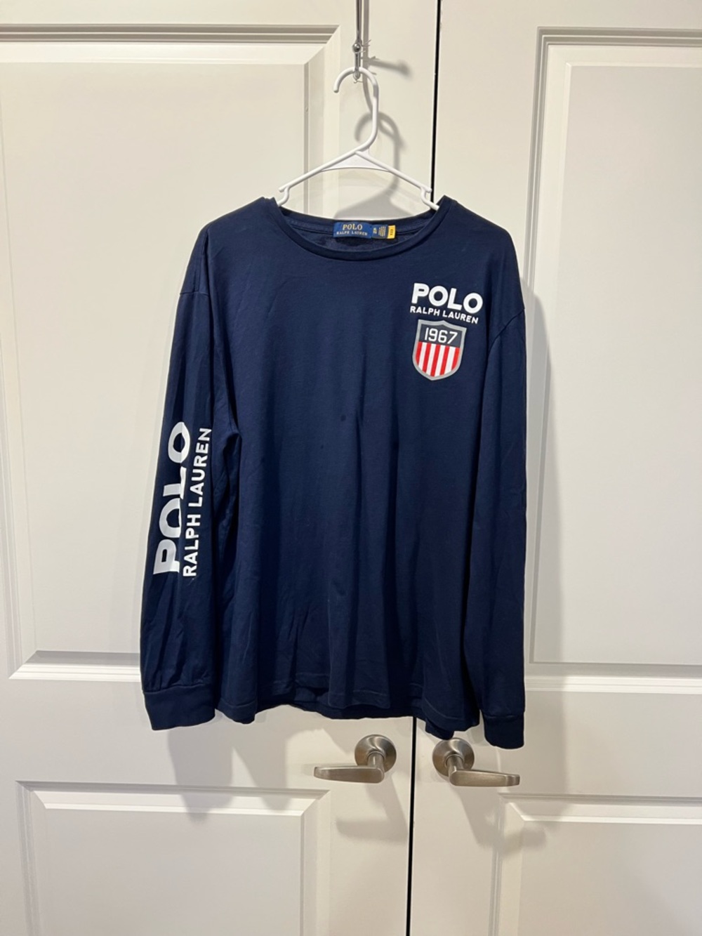 Ralph Lauren Navy Long-Sleeve Polo Tee with White Logo